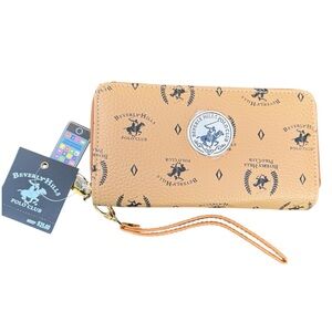 Beverly Hills Polo Club Tan Beige Horse Logo Phone Strap Wallet Wristlet NWT